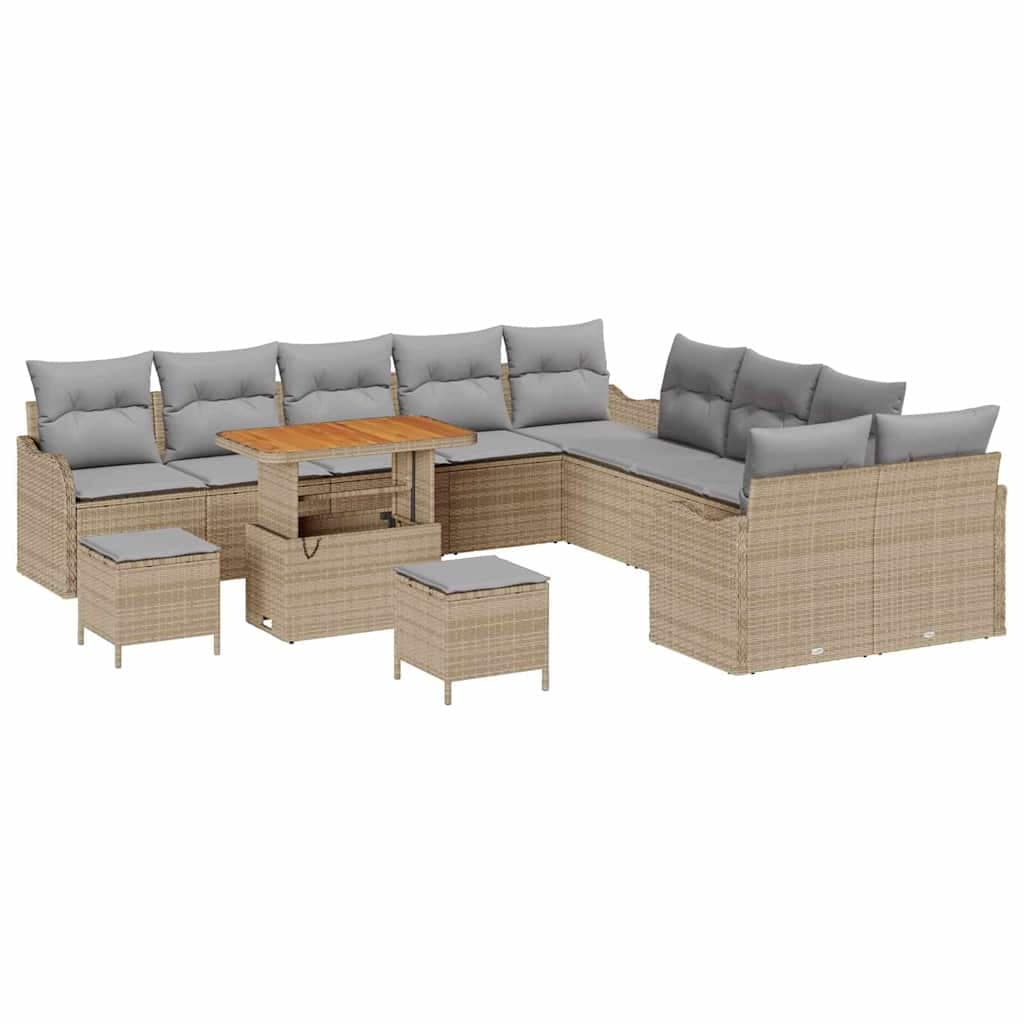vidaXL Conjunto de Sofá de Jardim 13 pcs Bege e Cinza Claro