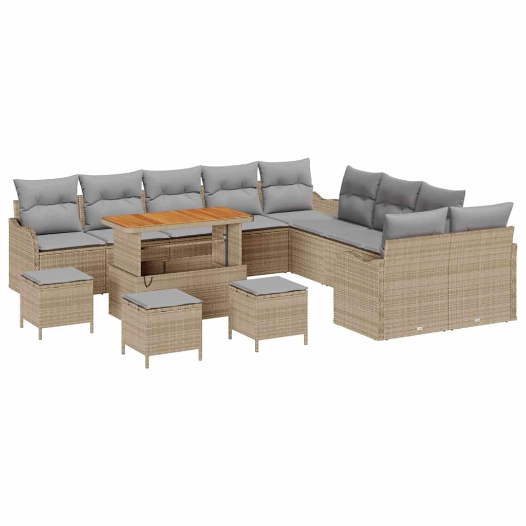vidaXL Conjunto de Sofá de Jardim 14 pcs Bege e Cinza Claro