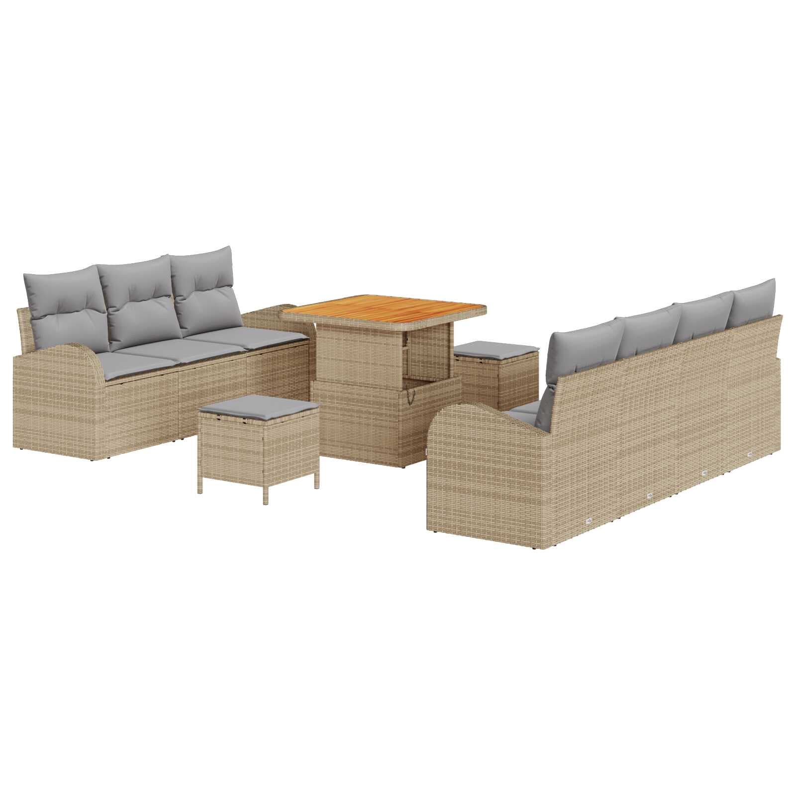 vidaXL Conjunto de Sofá de Jardim 10 pcs Bege e Cinza Claro
