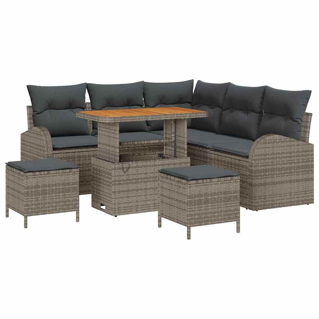 vidaXL Conjunto de Sofá de Jardim com almofada 8 pcs Cinzeto