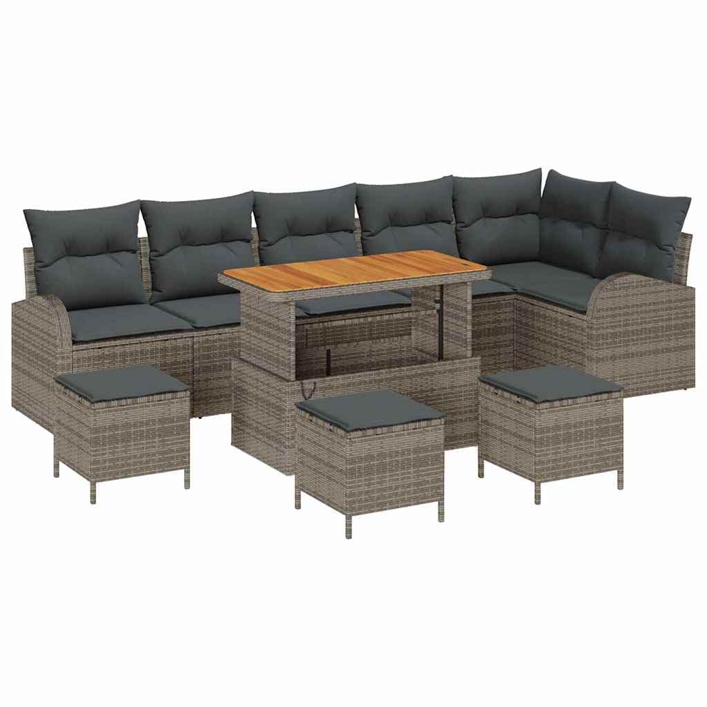 vidaXL Conjunto de Sofá de Jardim com almofada 10 pcs Cinzeto