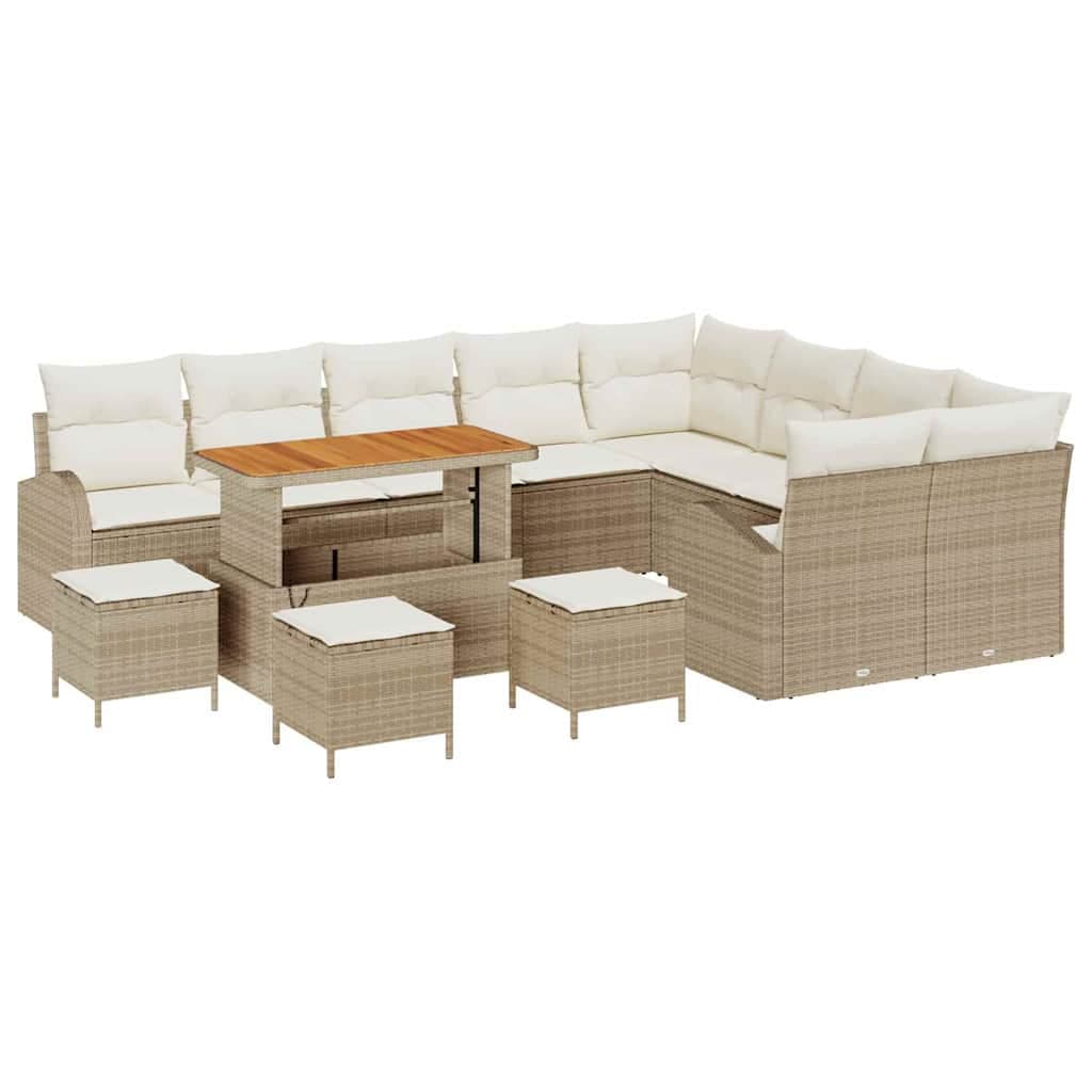 vidaXL Conjunto de Sofá de Jardim com almofada 13 pcs Bege e Creme
