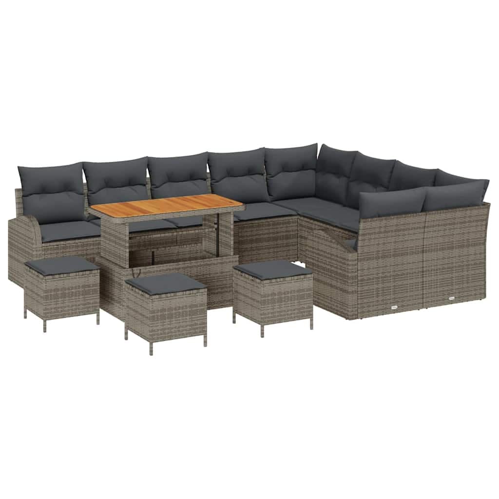 vidaXL Conjunto de Sofá de Jardim com almofada 13 pcs Cinzeto