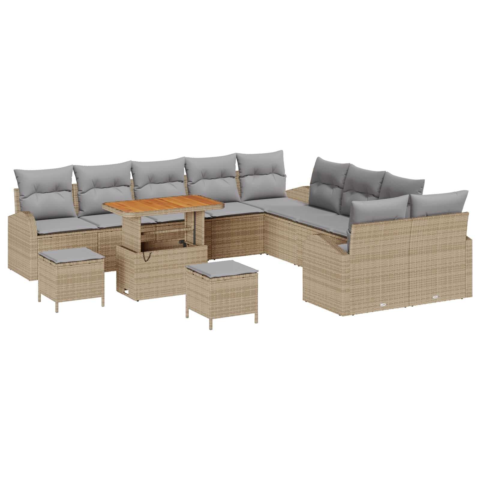 vidaXL Conjunto de Sofá de Jardim 13 pcs Bege e Cinza Claro