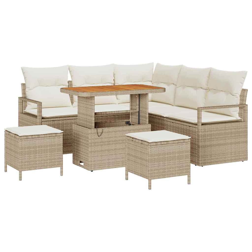 vidaXL Conjunto de Sofá de Jardim com almofada 8 pcs Bege e Creme