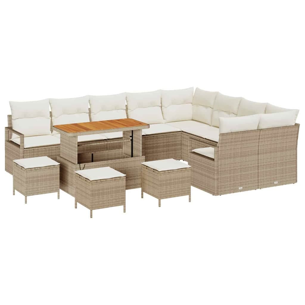 vidaXL Conjunto de Sofá de Jardim com almofada 13 pcs Bege e Creme