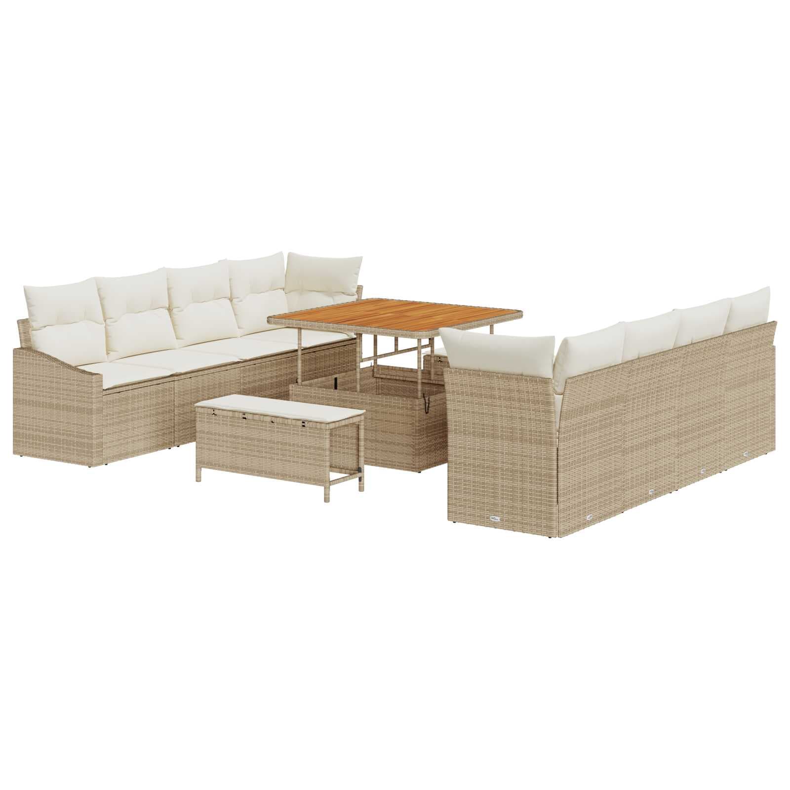 vidaXL Conjunto de Sofá de Jardim com almofada 11 pcs Bege e Creme
