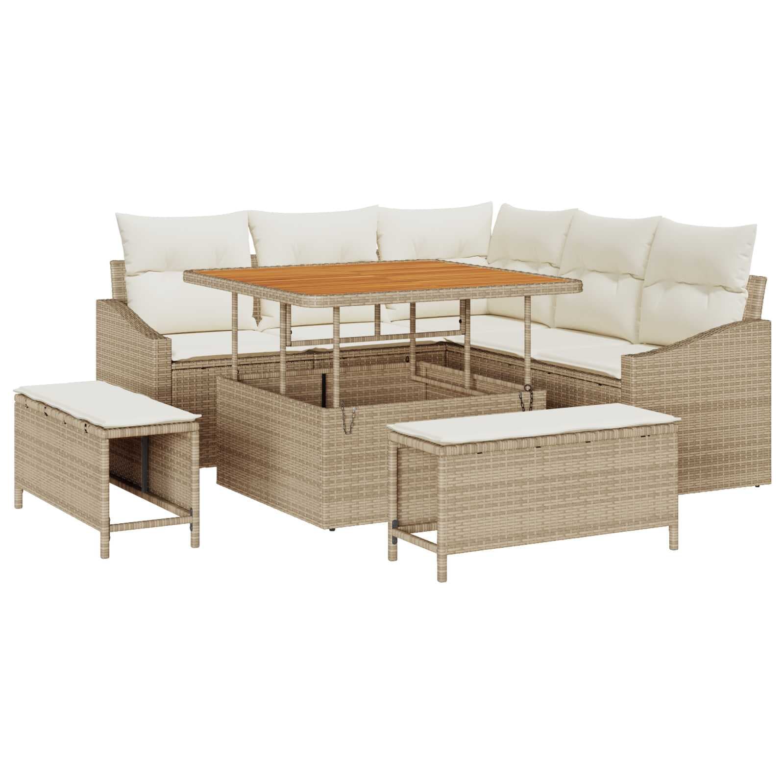 vidaXL Conjunto de Sofá de Jardim 8 pcs Bege Rattan Sintético