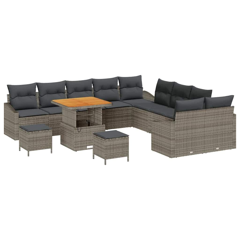 vidaXL Conjunto de Sofá de Jardim 13 pcs Cinzeto Rattan Sintético