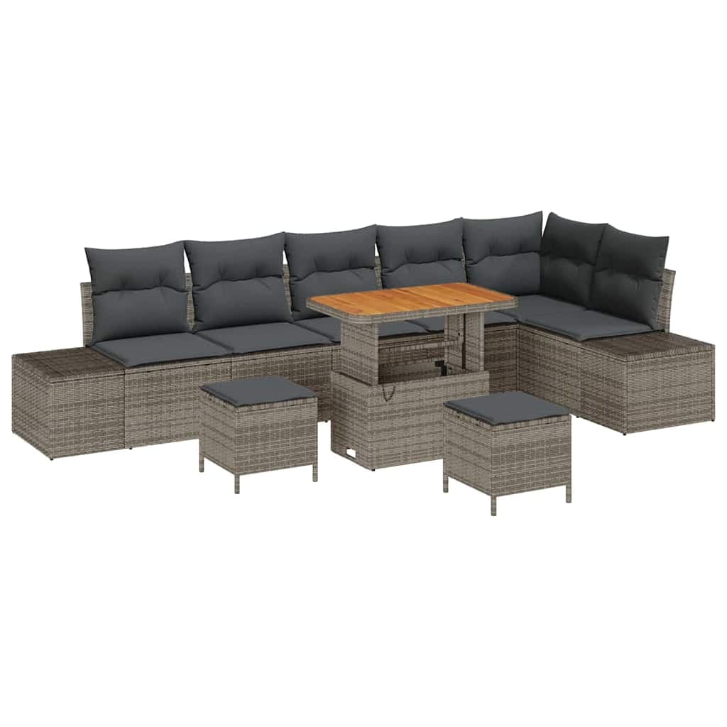 vidaXL Conjunto de Sofá de Jardim 9 pcs Cinzeto Rattan Sintético