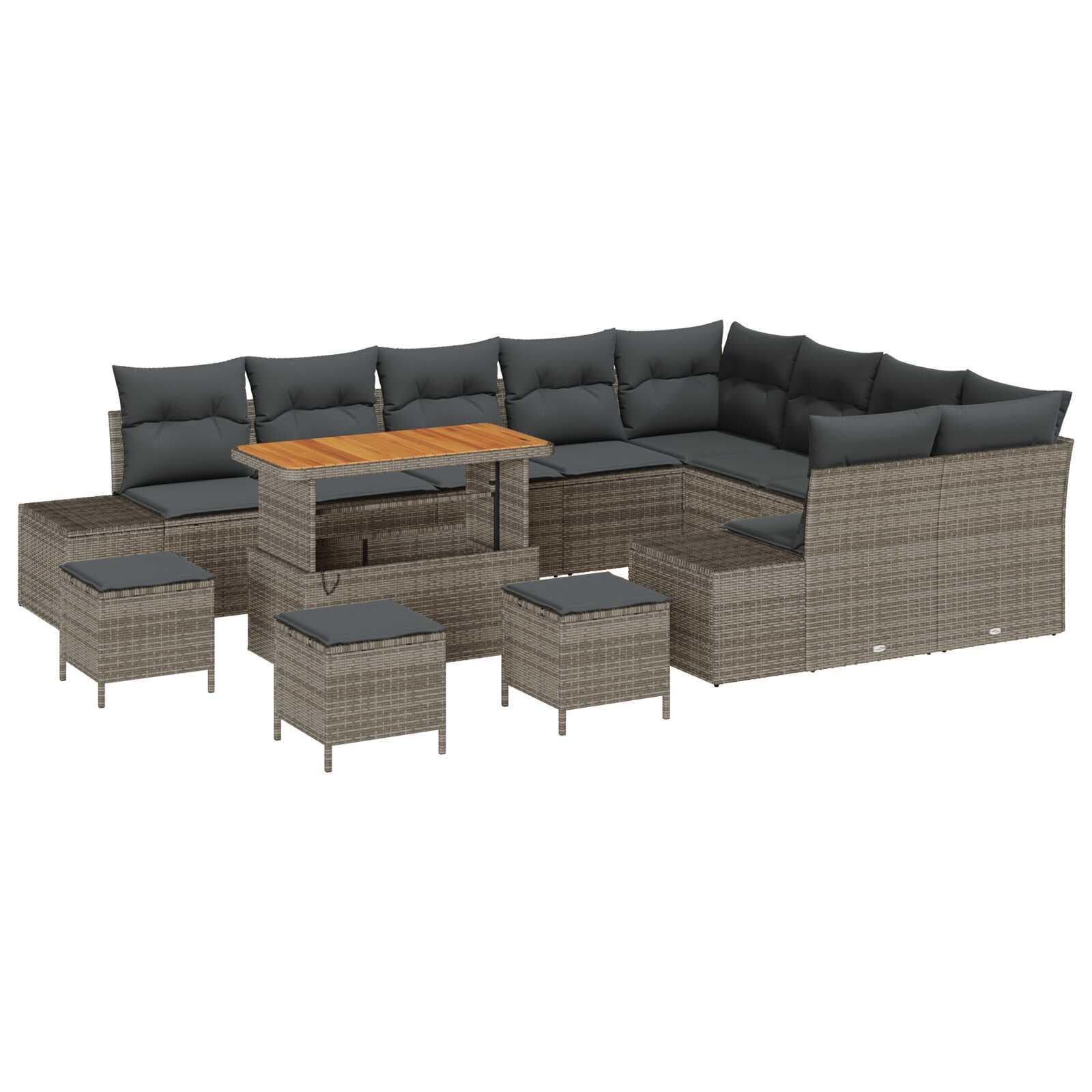 vidaXL Conjunto de Sofá de Jardim 13 pcs Cinzeto Rattan Sintético