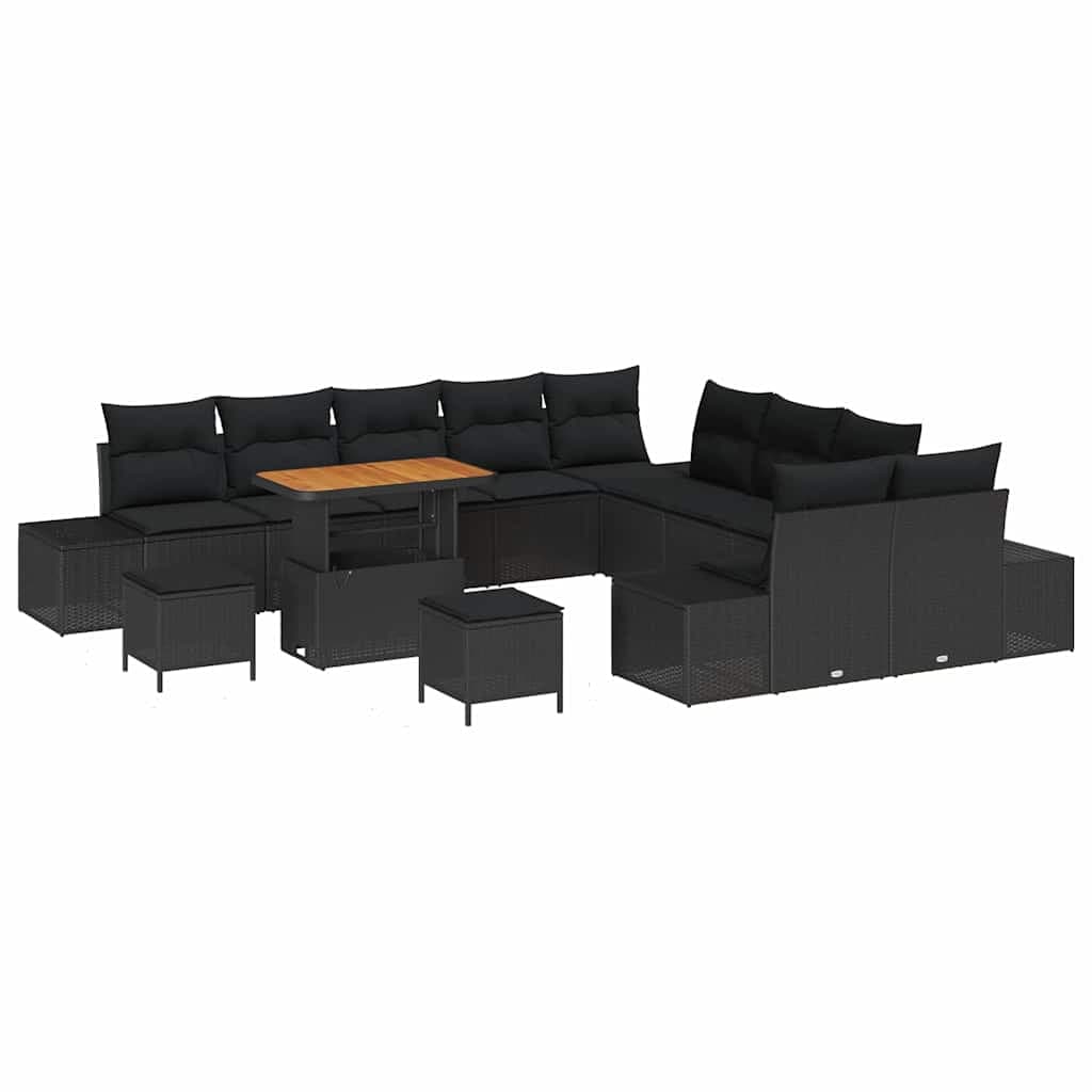 vidaXL Conjunto de Sofá de Jardim 13 pcs Preto Rattan Sintético