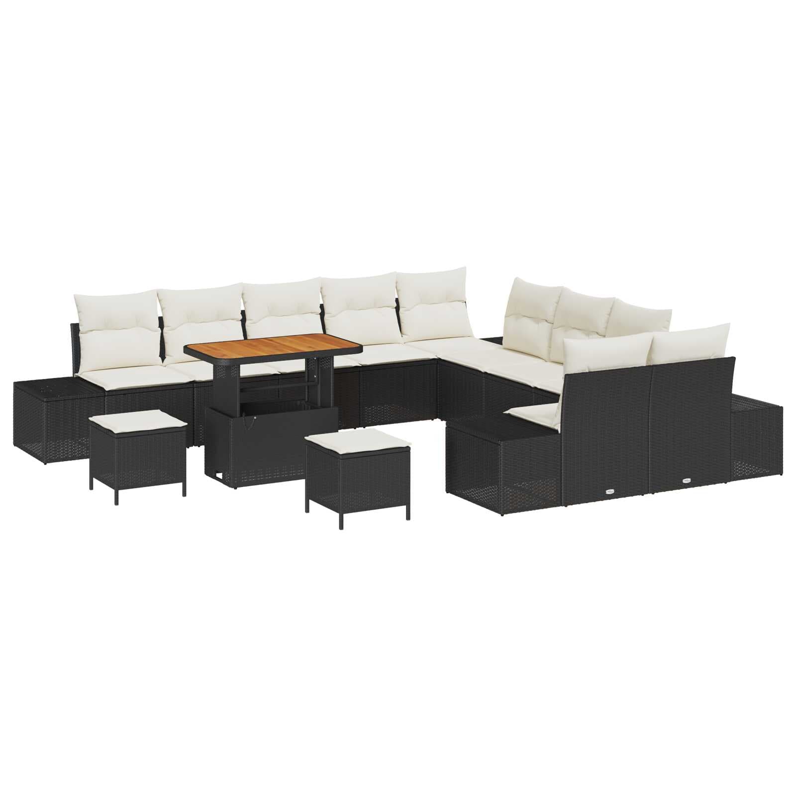 vidaXL Conjunto de Sofá de Jardim 13 pcs Preto Rattan Sintético