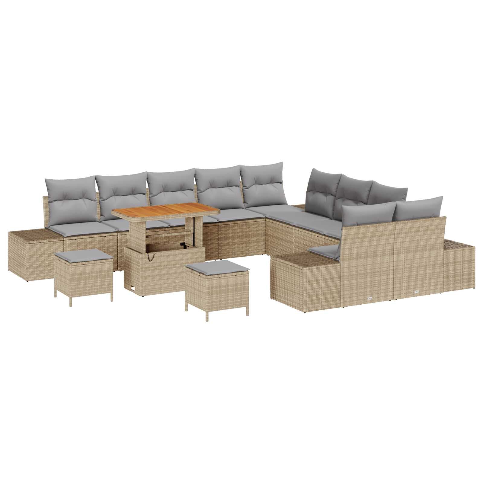 vidaXL Conjunto de Sofá de Jardim 13 pcs Bege Rattan Sintético