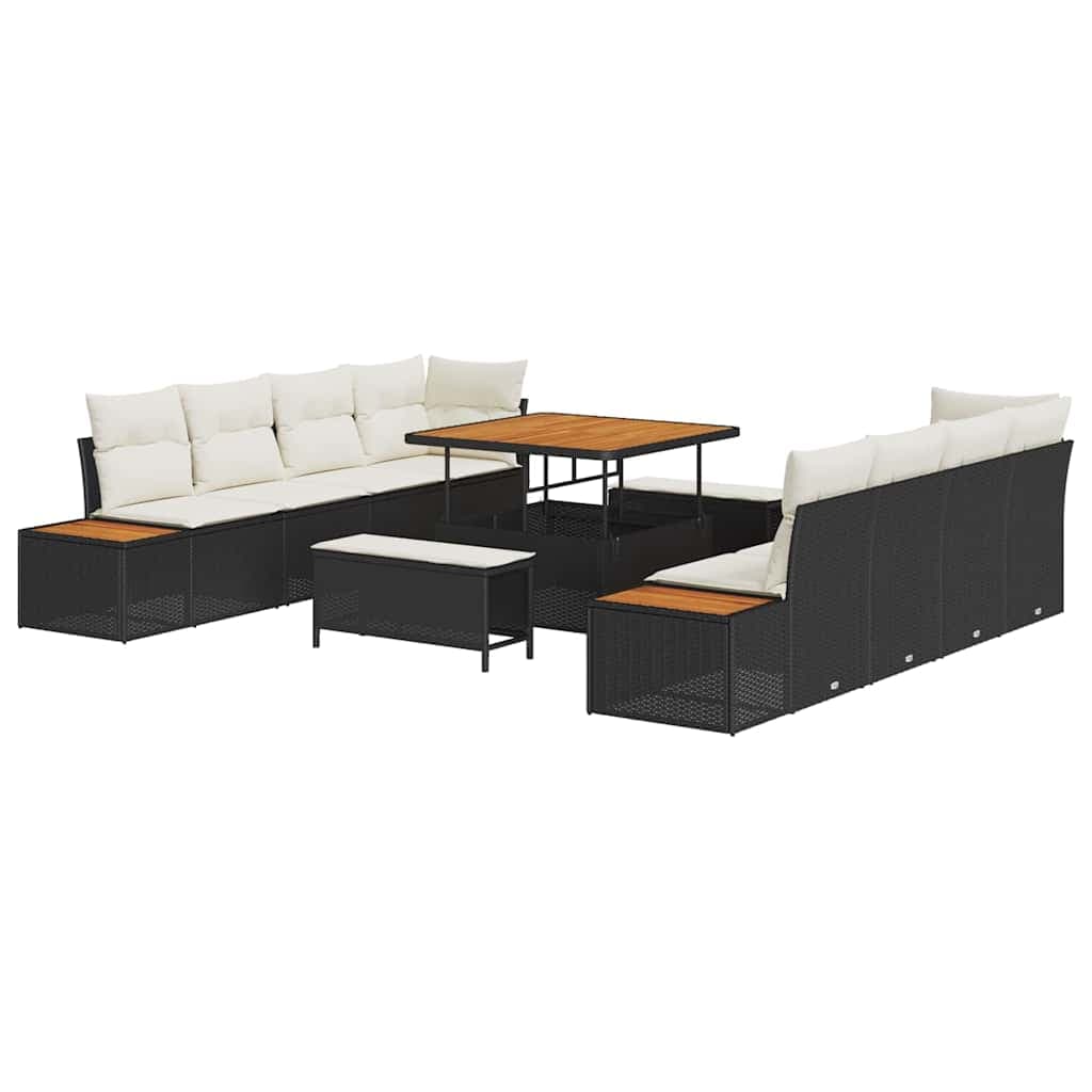 vidaXL Conjunto de Sofá de Jardim 11 pcs Preto Rattan Sintético