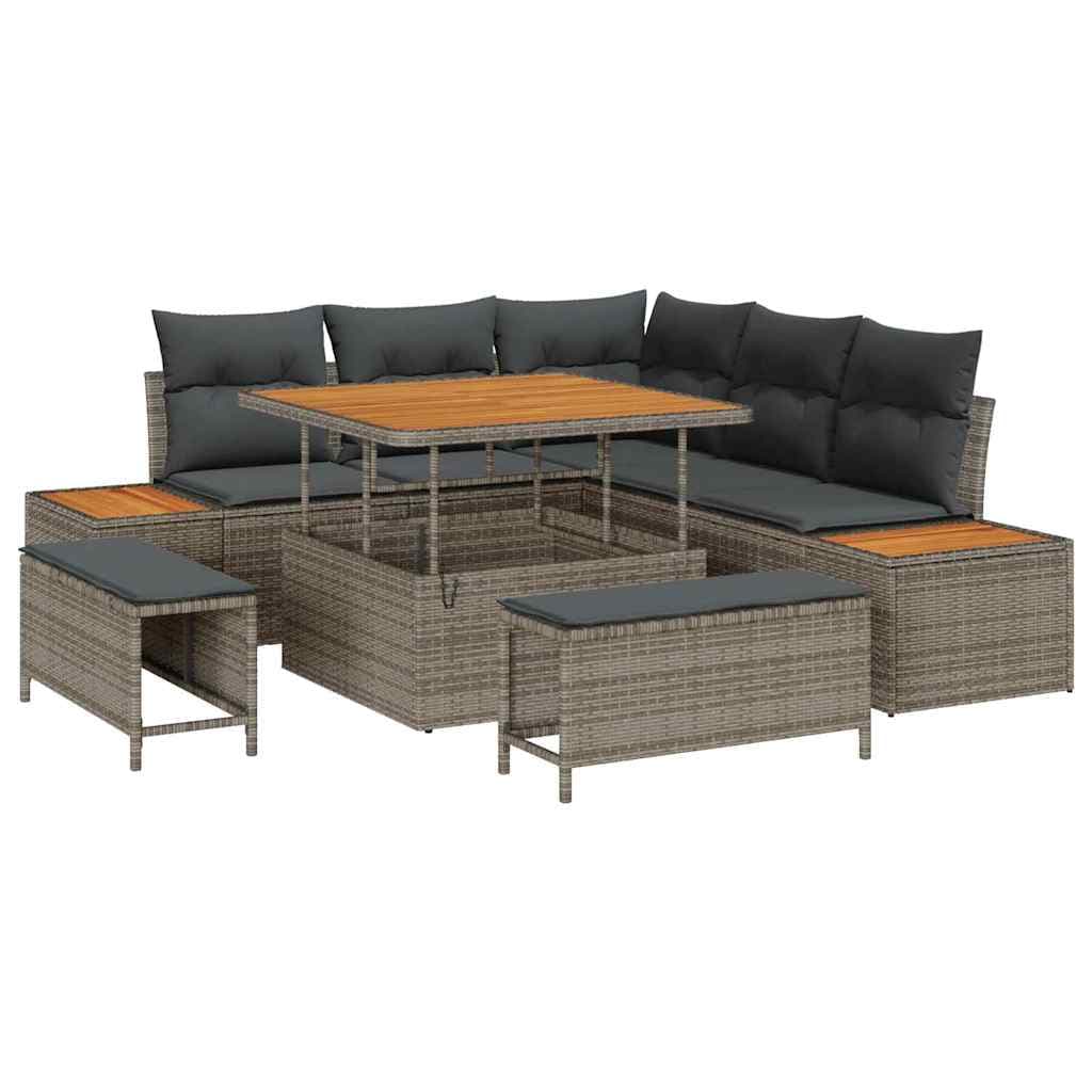 vidaXL Conjunto de Sofá de Jardim 8 pcs Cinzeto Rattan Sintético