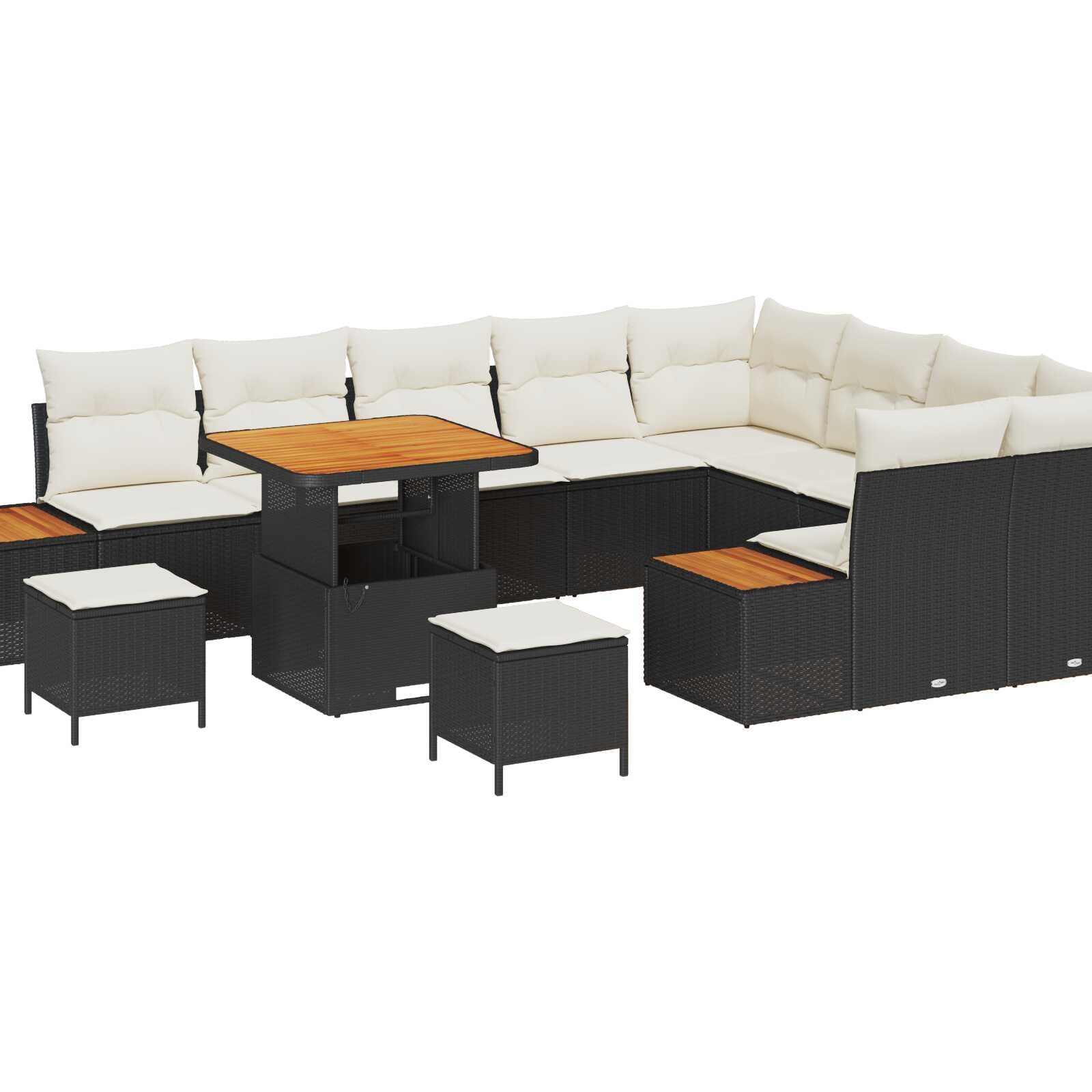 vidaXL Conjunto de Sofá de Jardim 12 pcs Preto Rattan Sintético