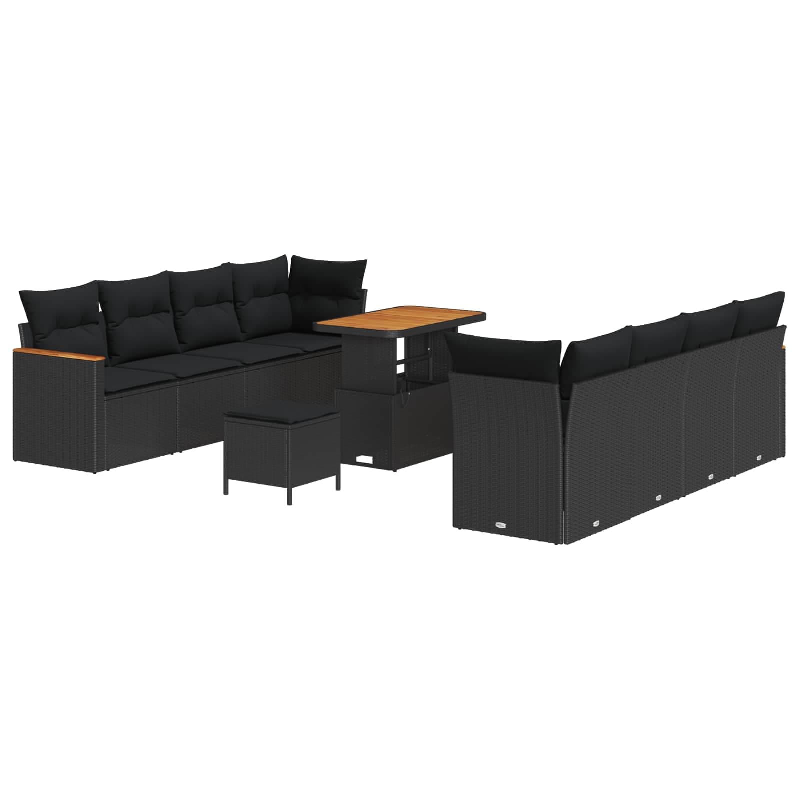 vidaXL Conjunto de Sofá de Jardim com almofada 12 pcs Preto vime PE