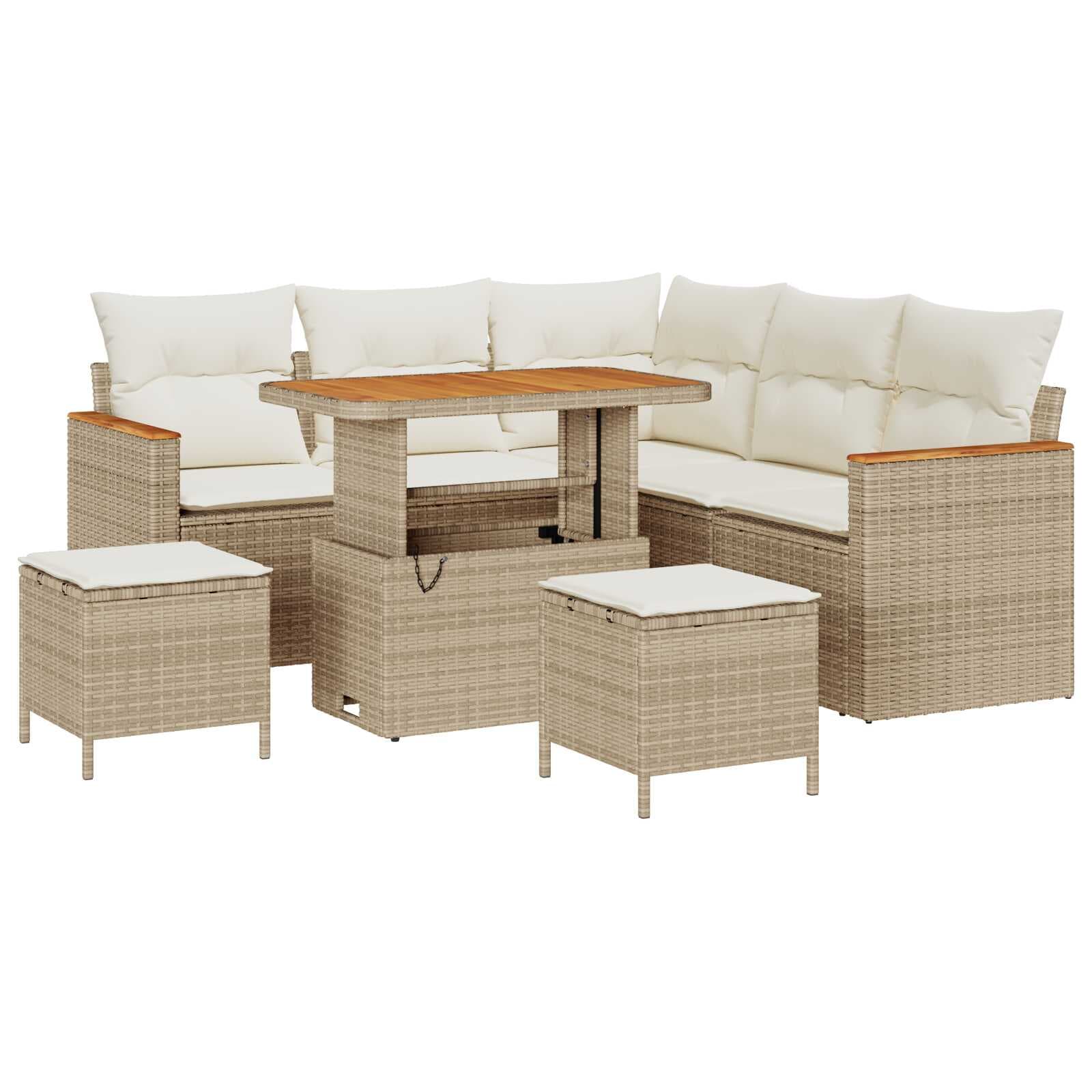 vidaXL Conjunto de Sofá de Jardim 8 pcs Bege Rattan Sintético