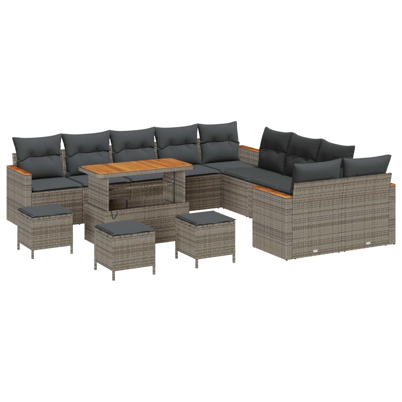 vidaXL Conjunto de Sofá de Jardim com almofada 18 pcs Cinzeto vime PE