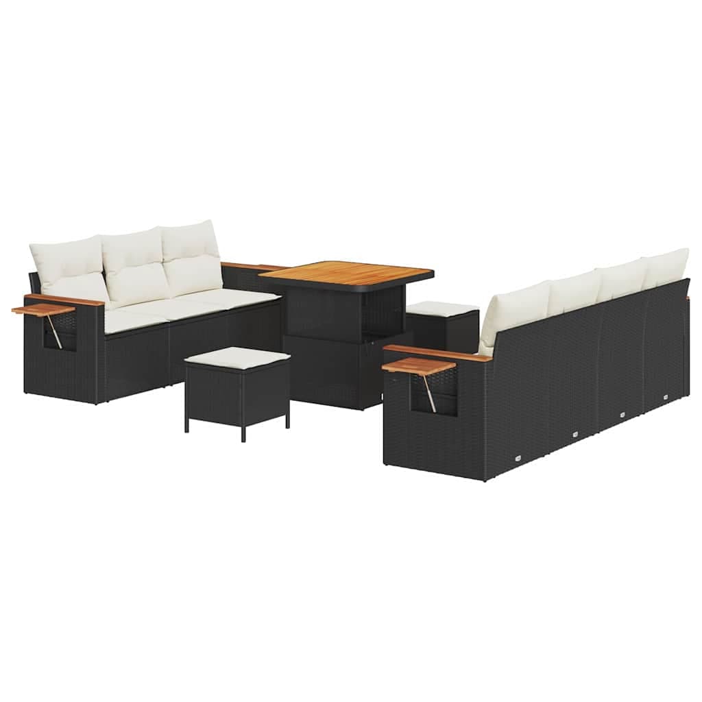 vidaXL Conjunto de Sofá de Jardim 13 pcs Preto e Creme vime PE