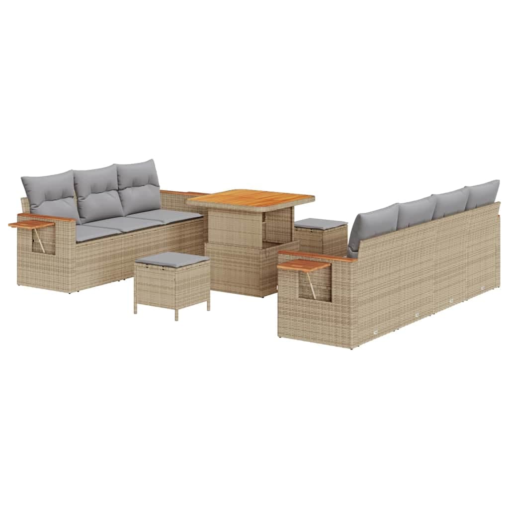vidaXL Conjunto de Sofá de Jardim 13 pcs Bege e Cinza Claro vime PE
