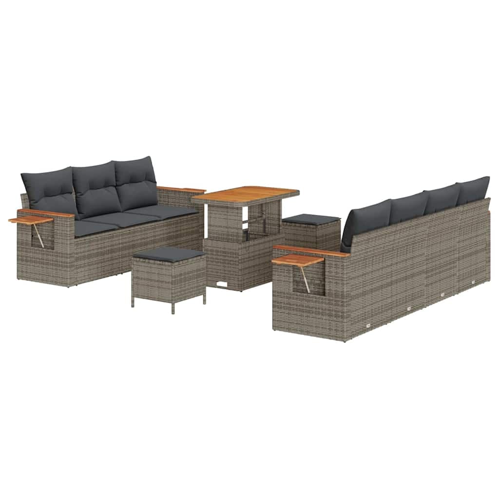 vidaXL Conjunto de Sofá de Jardim com almofada 13 pcs Cinzeto vime PE