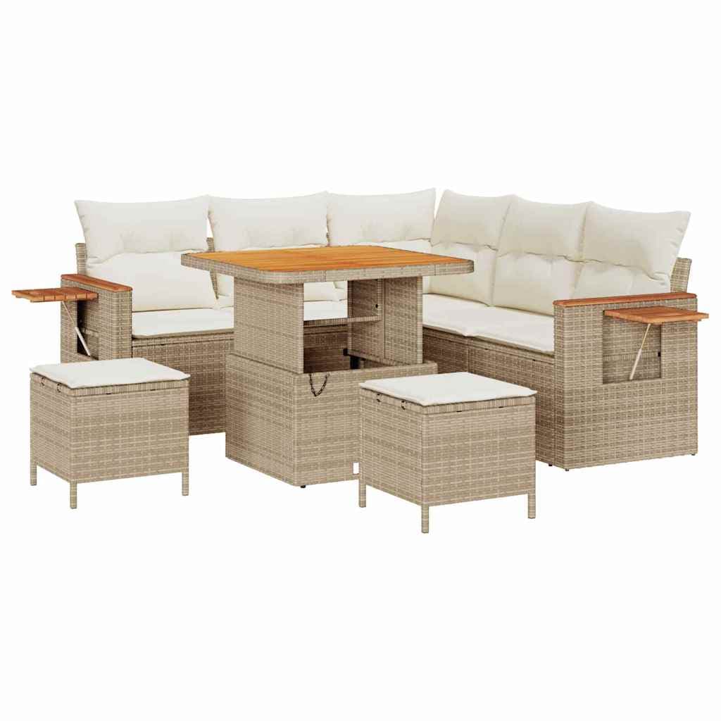 vidaXL Conjunto de Sofá de Jardim 9 pcs Bege e Creme vime PE
