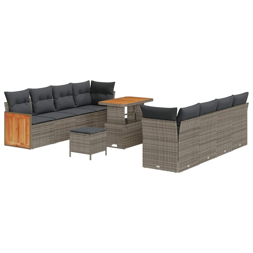 vidaXL Conjunto de Sofá de Jardim com almofada 12 pcs Cinzeto vime PE