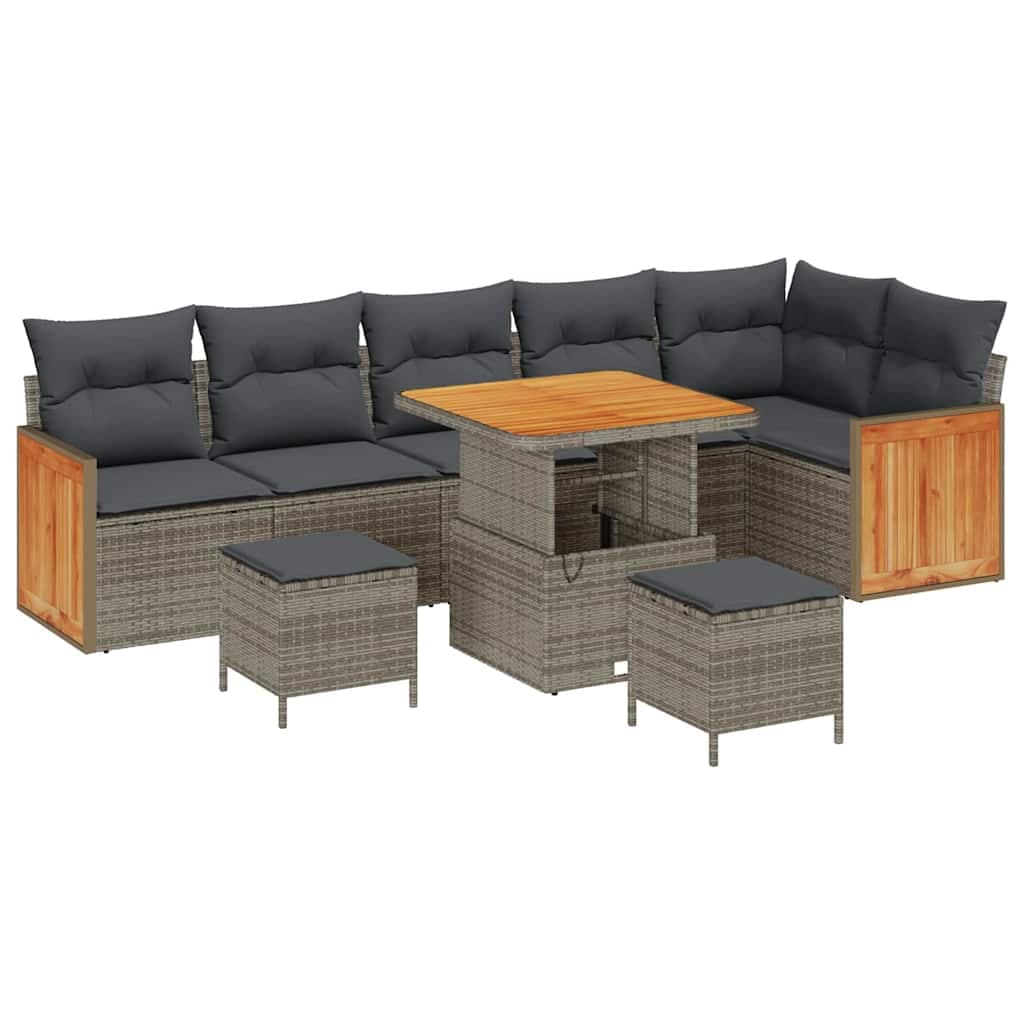 vidaXL Conjunto de Sofá de Jardim com almofada 11 pcs Cinzeto vime PE