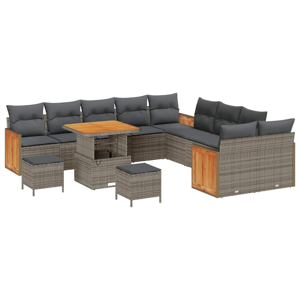 vidaXL Conjunto de Sofá de Jardim com almofada 17 pcs Cinzeto vime PE