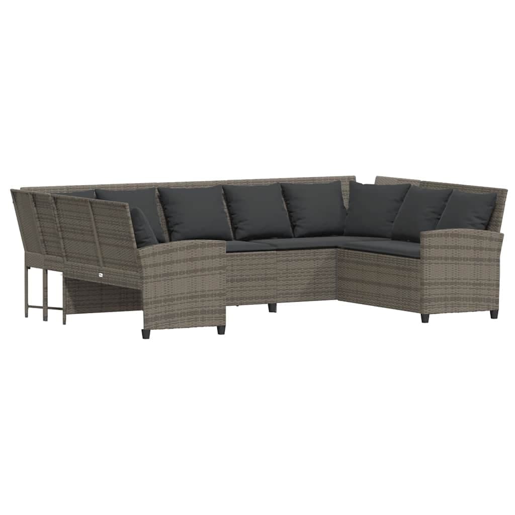 vidaXL Sofá de Jardim com Almofadões Vime Pe Cinzento - 855719082