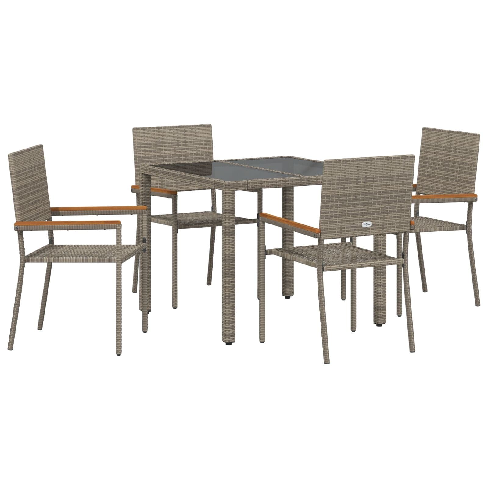 vidaXL Conjunto de Jantar para Jardim 5 pcs Cinzeto vime PE