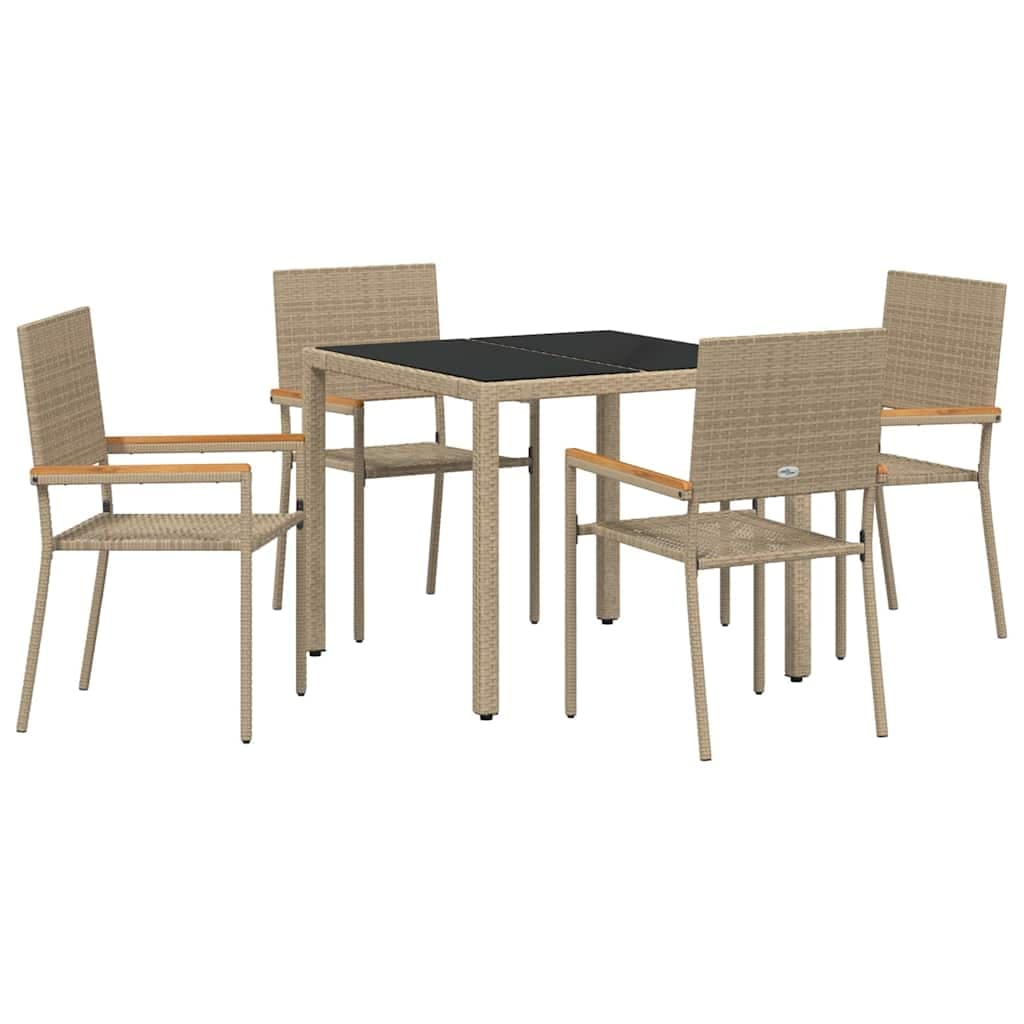 vidaXL Conjunto de Jantar para Jardim 5 pcs Bege vime PE