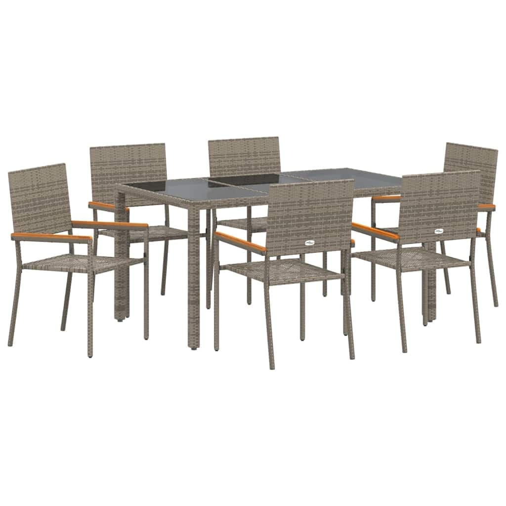 vidaXL Conjunto de Jantar para Jardim 7 pcs Cinzeto vime PE