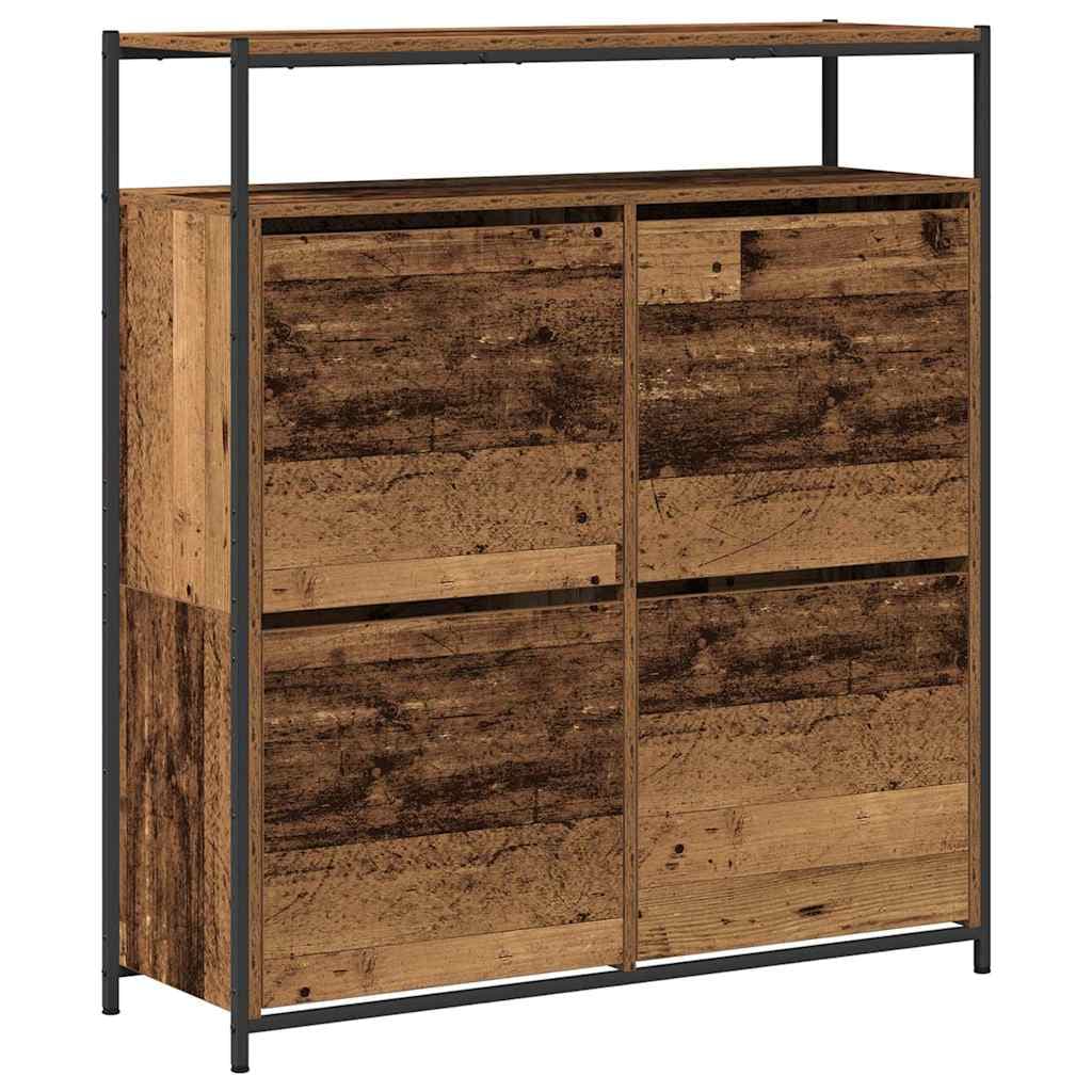 vidaXL Armário de Sapatos com porta Madeira antiga 100 x 34 x 112 cm