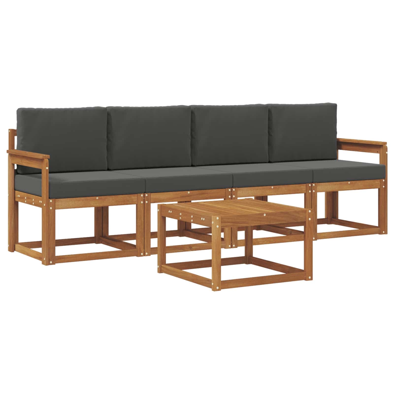 vidaXL Conjunto de Sofás para Exterior 5 pcs Natural e Antracite