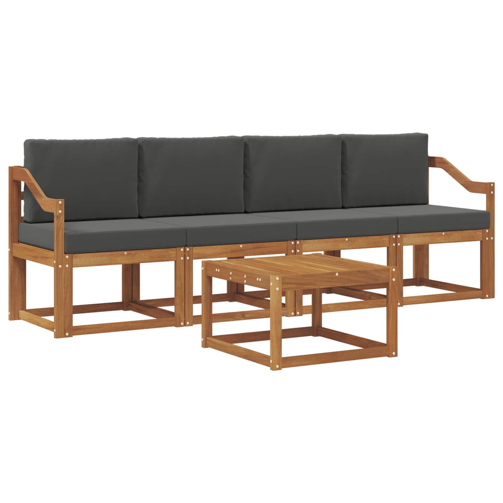 vidaXL Conjunto de Sofás para Exterior 5 pcs Natural e Antracite