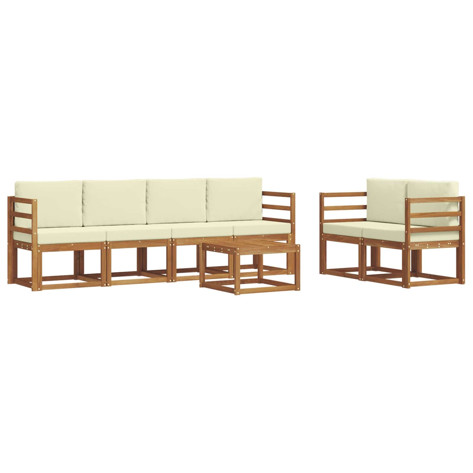 vidaXL Conjunto de Sofás para Exterior 7 pcs Natural e Creme