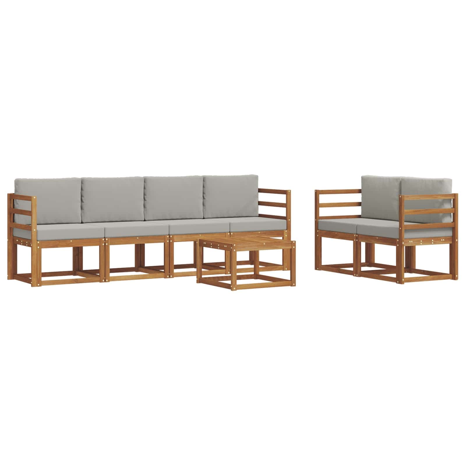 vidaXL Conjunto de Sofás para Exterior 7 pcs Cinza Natural e Claro