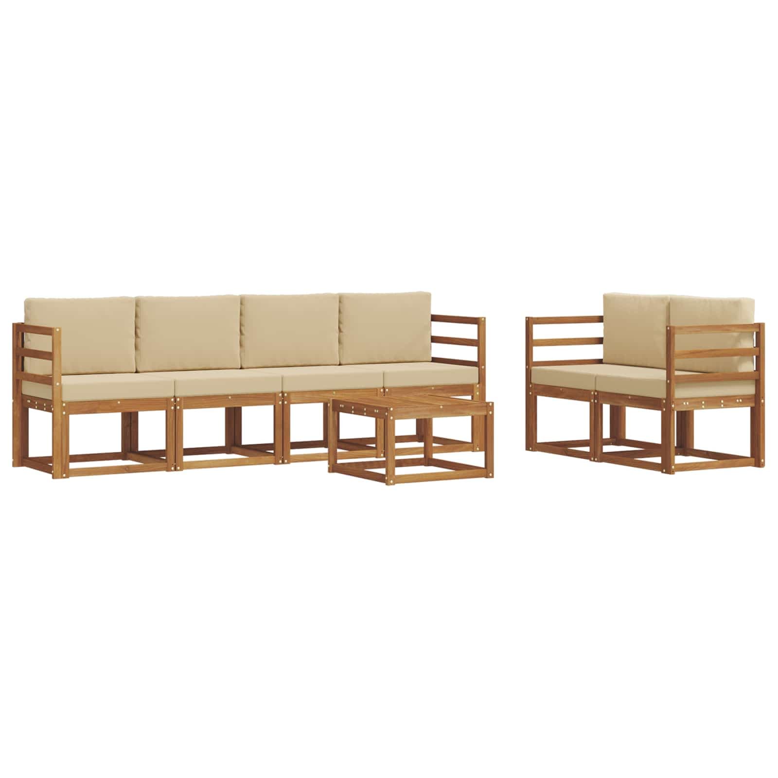 vidaXL Conjunto de Sofás para Exterior 7 pcs Natural e Bege