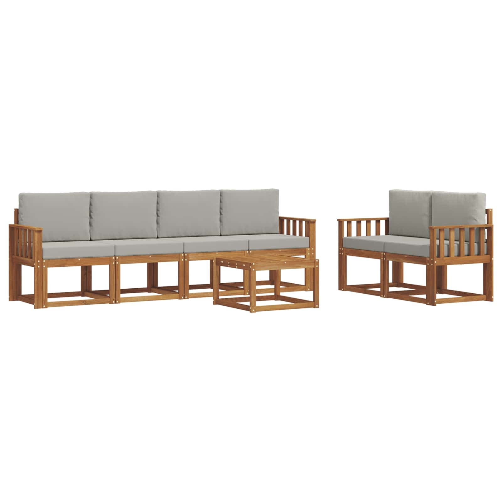vidaXL Conjunto de Sofás para Exterior 7 pcs Cinza Natural e Claro