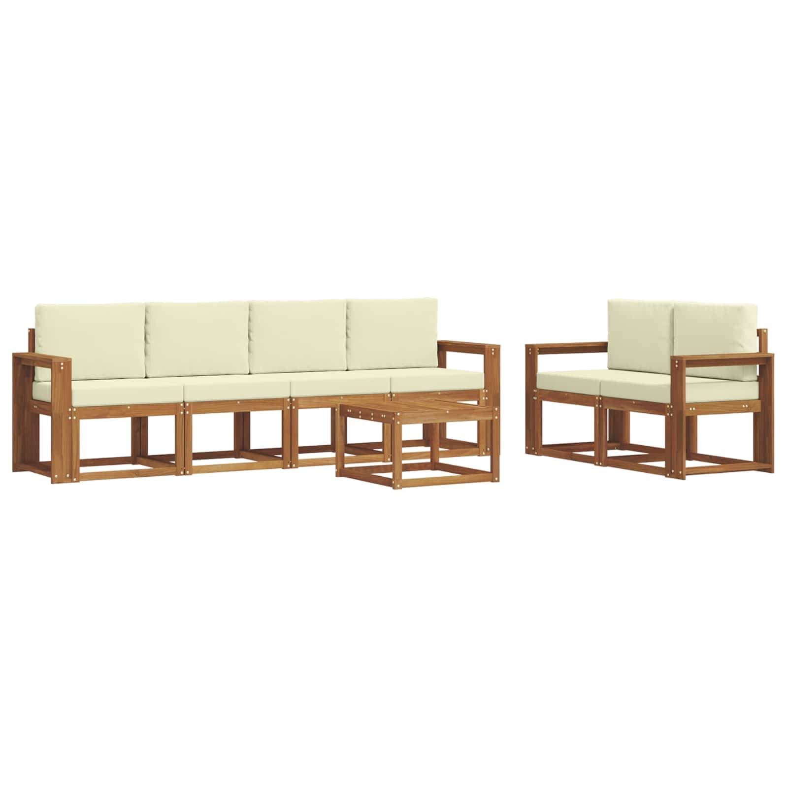 vidaXL Conjunto de Sofás para Exterior 7 pcs Natural e Creme