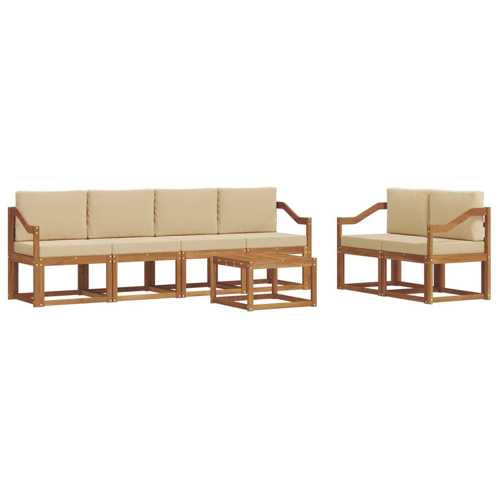 vidaXL Conjunto de Sofás para Exterior 7 pcs Natural e Bege