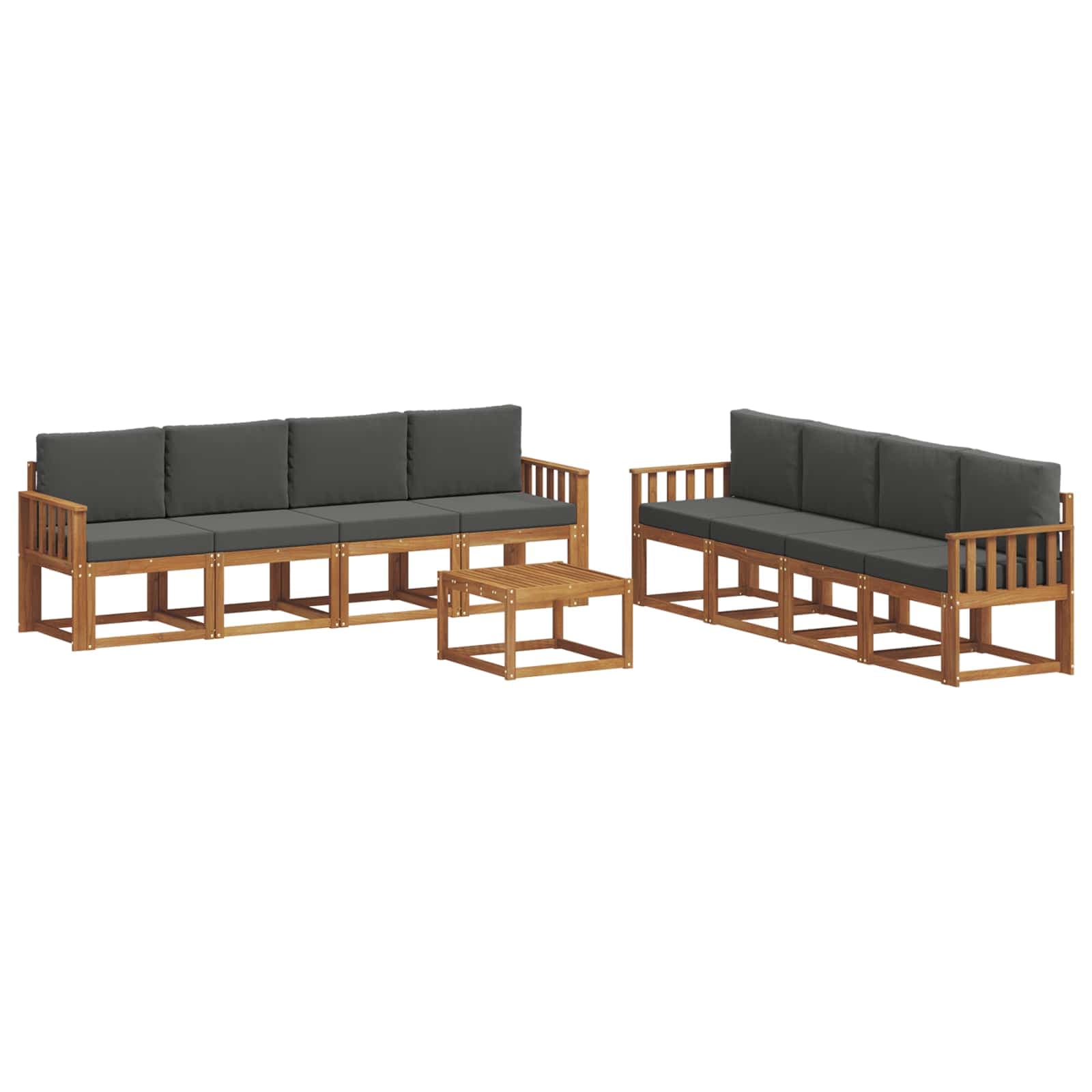 vidaXL Conjunto de Sofás para Exterior 9 pcs Natural e Antracite