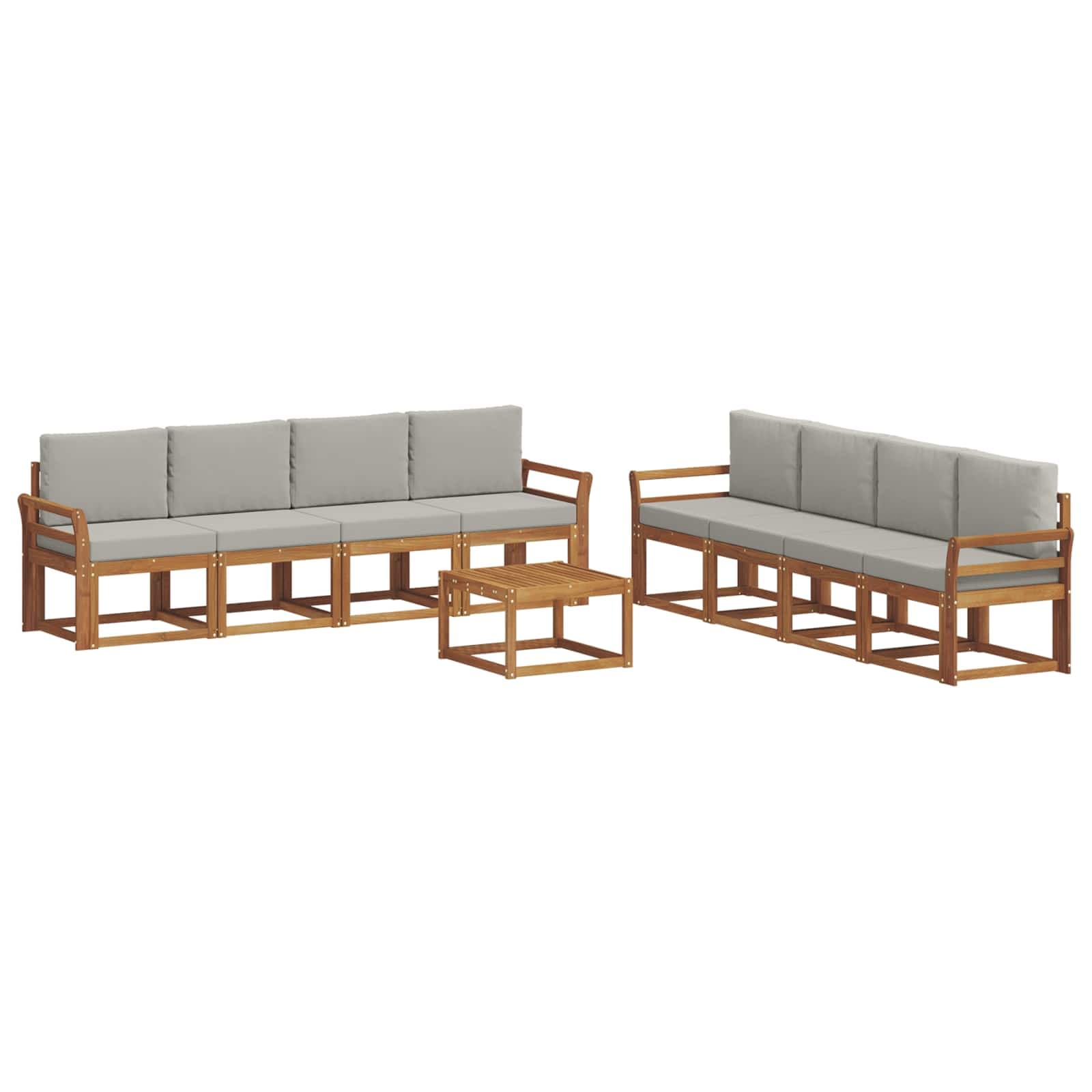 vidaXL Conjunto de Sofás para Exterior 9 pcs Cinza Natural e Claro