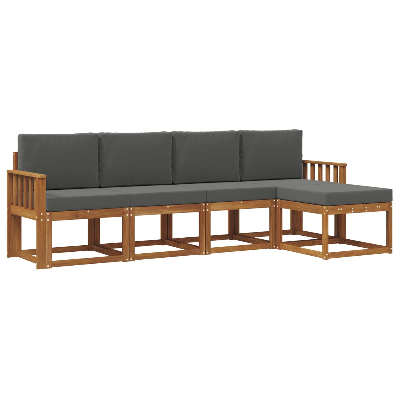 vidaXL Conjunto de Sofás para Exterior 5 pcs Natural e Antracite
