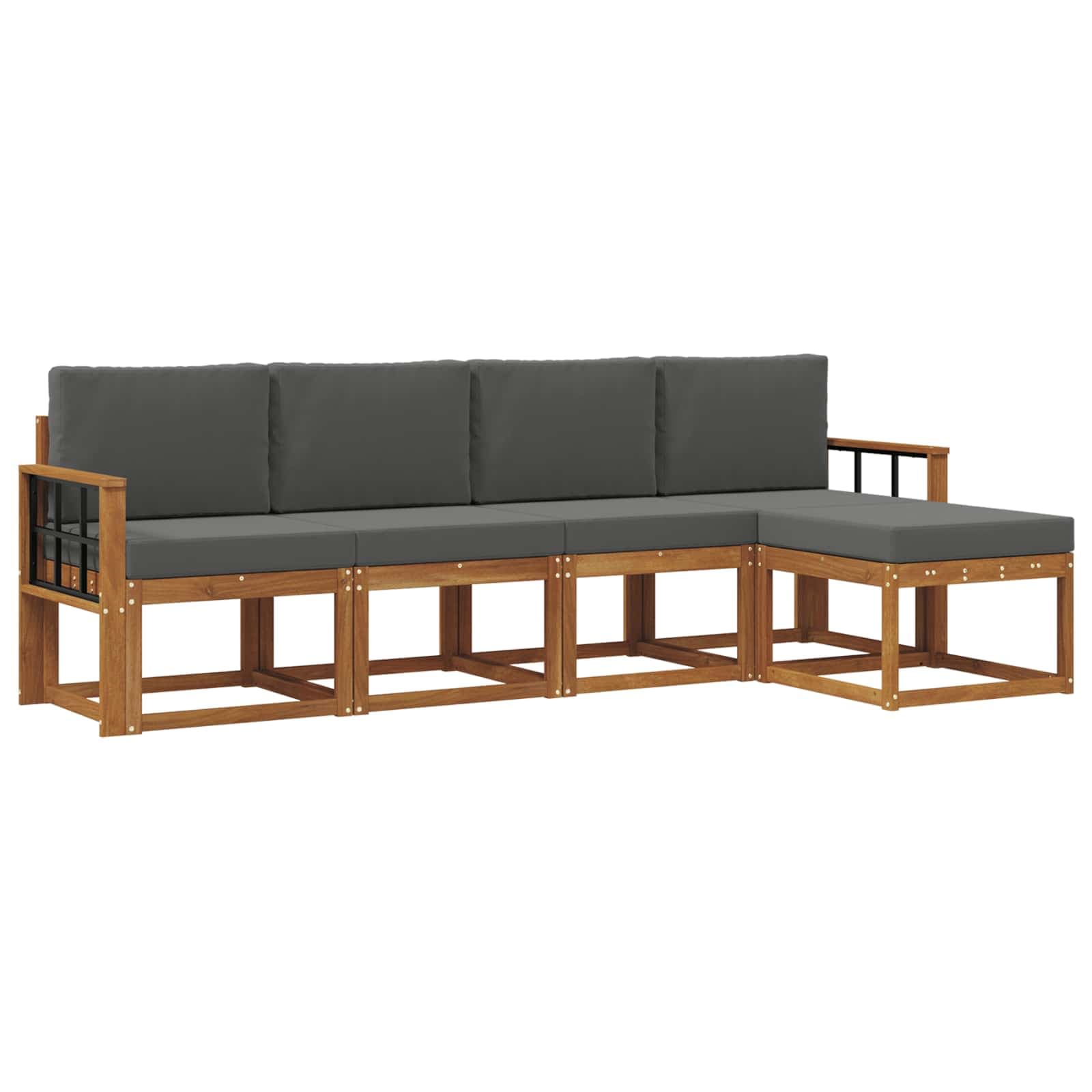 vidaXL Conjunto de Sofás para Exterior 5 pcs Natural e Antracite
