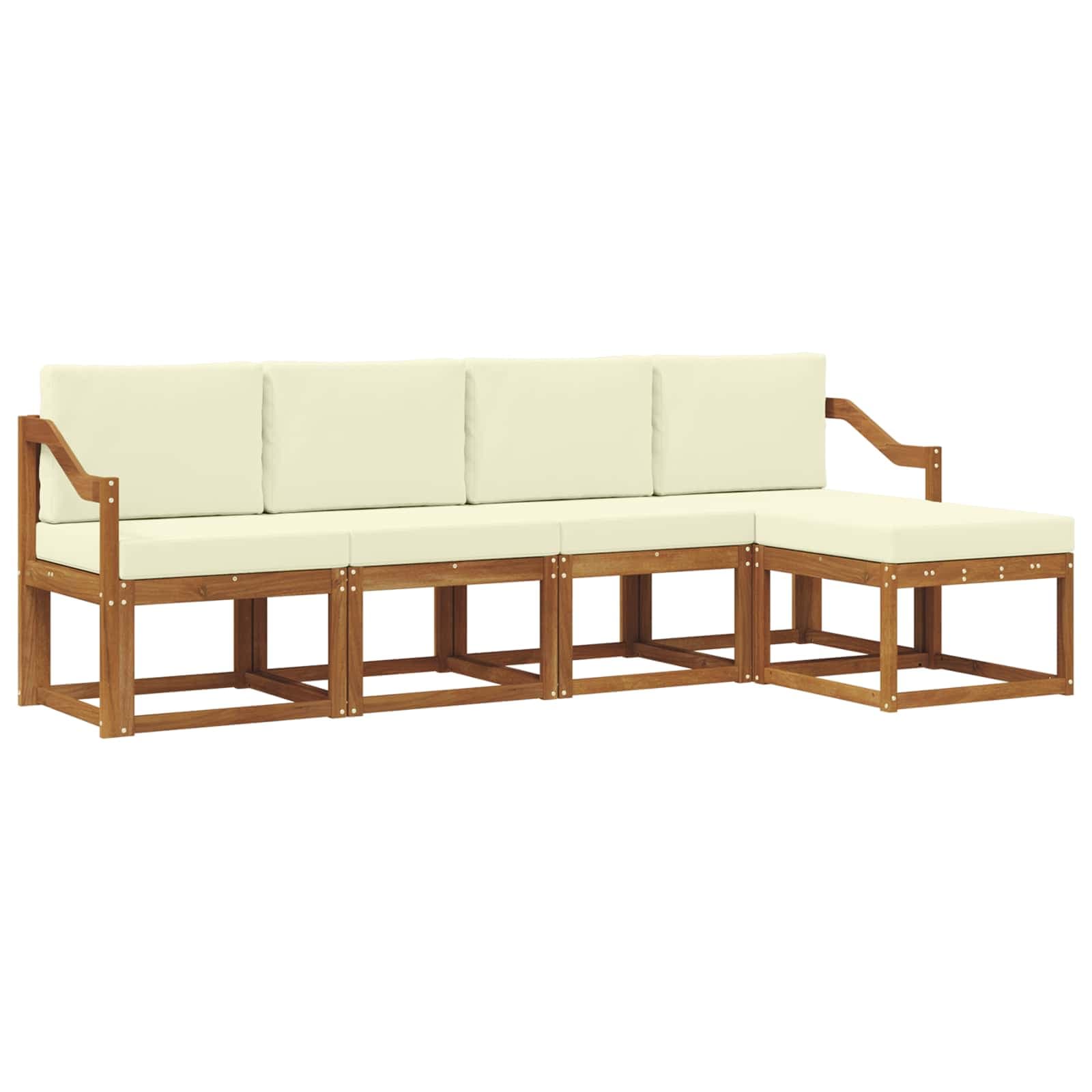 vidaXL Conjunto de Sofás para Exterior 5 pcs Natural e Creme