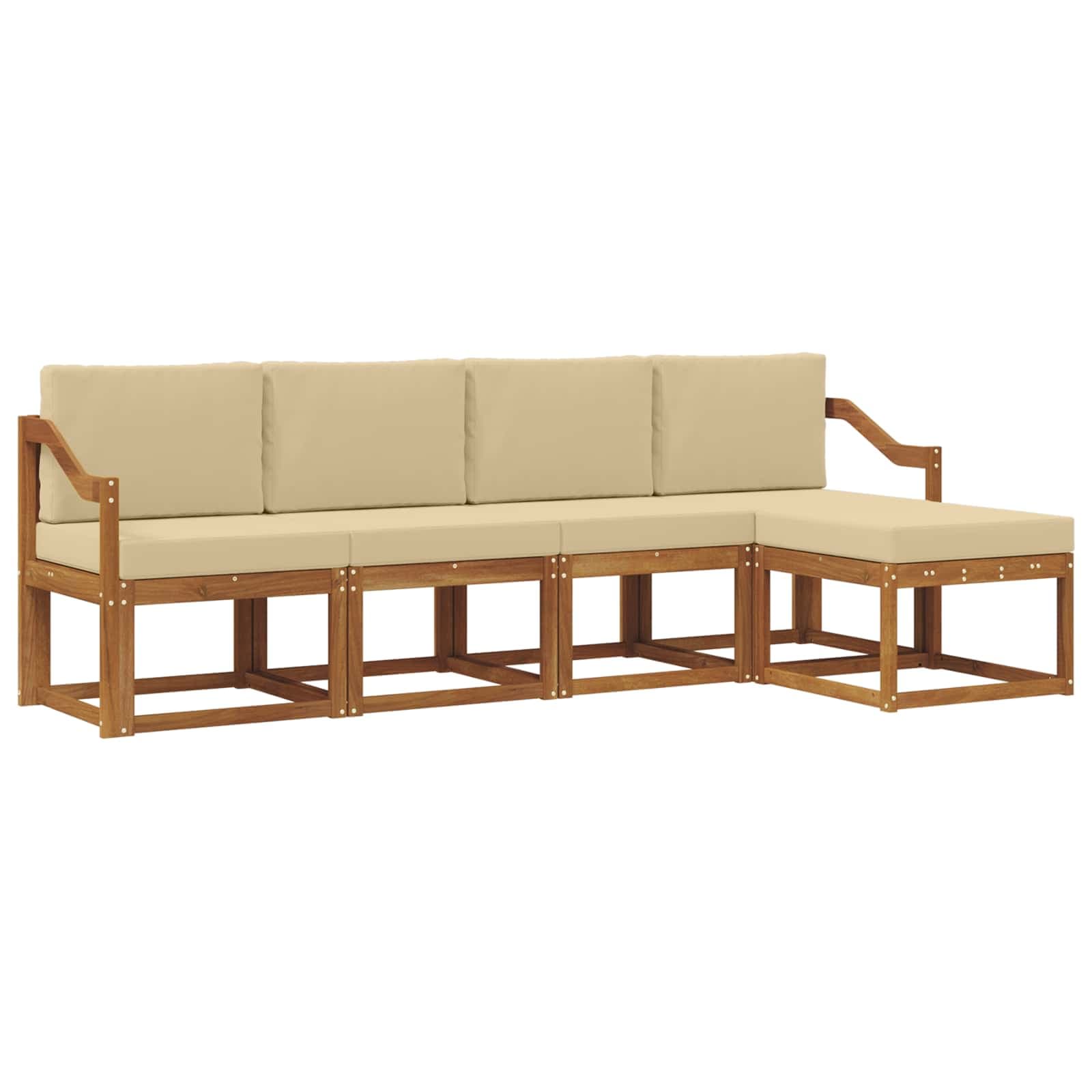 vidaXL Conjunto de Sofás para Exterior 5 pcs Natural e Bege